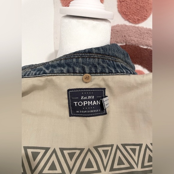 TOPMAN Denim Blue Jean Jacket Lined Size Small/XSmall VGUC - Picture 8 of 9